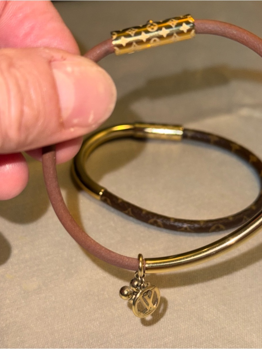 Louis Vuitton 2 Piece Duogram Monogram Leather Bracelet Set Size 19 - Picture 13 of 14